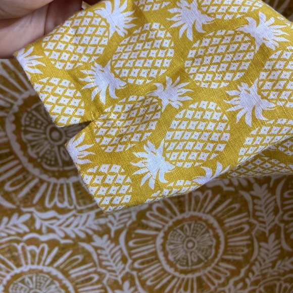 Boden Laurie Linen 3/4 Sleeve Shift Dress in Chartreuse, Pineapple Geo size 14R - Picture 8 of 13